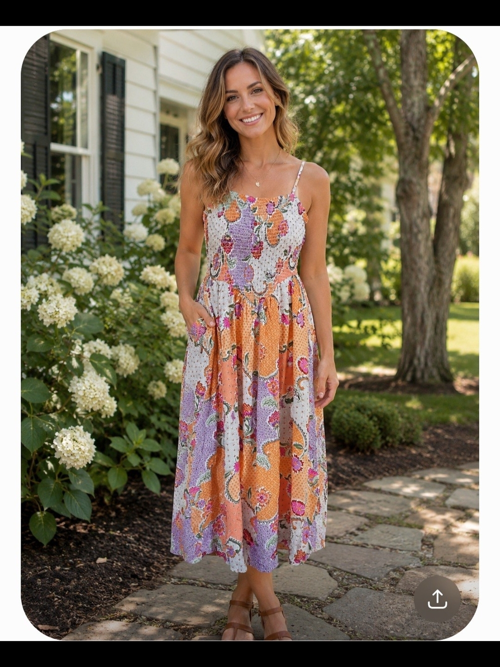 Patrons of Peace Multi Colores Floral Midi Dress. Spaghetti Straps. Size XS